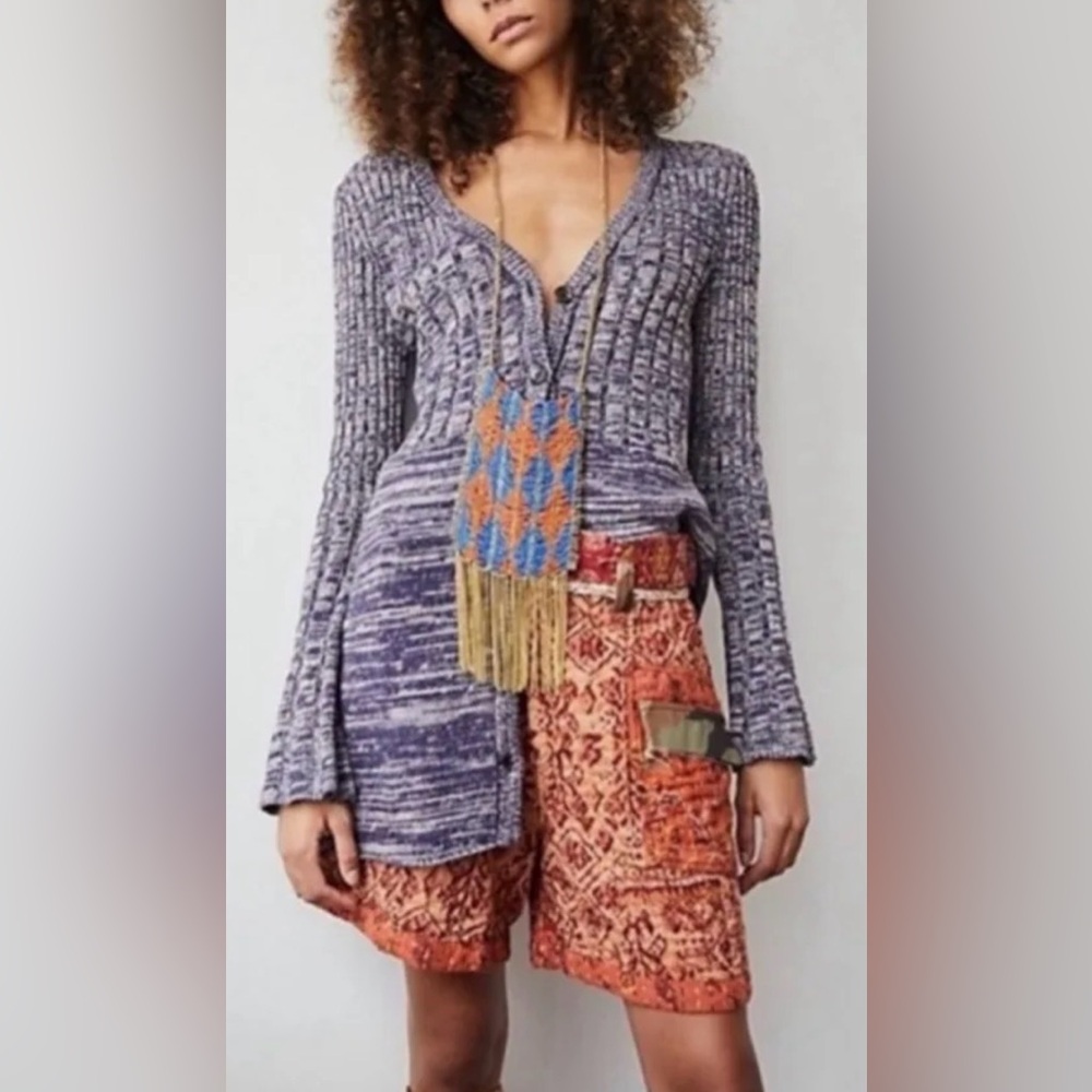 Free People Marled Knit Button Front Cardigan Dress | Boho Cottagecore Cozy Chic